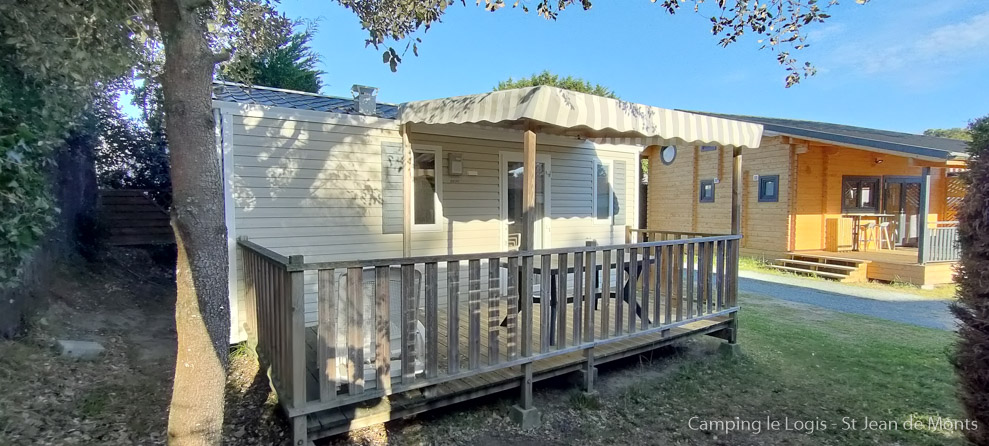 Vue extérieure mobil-home 4 personnes camping Saint Jean de Monts